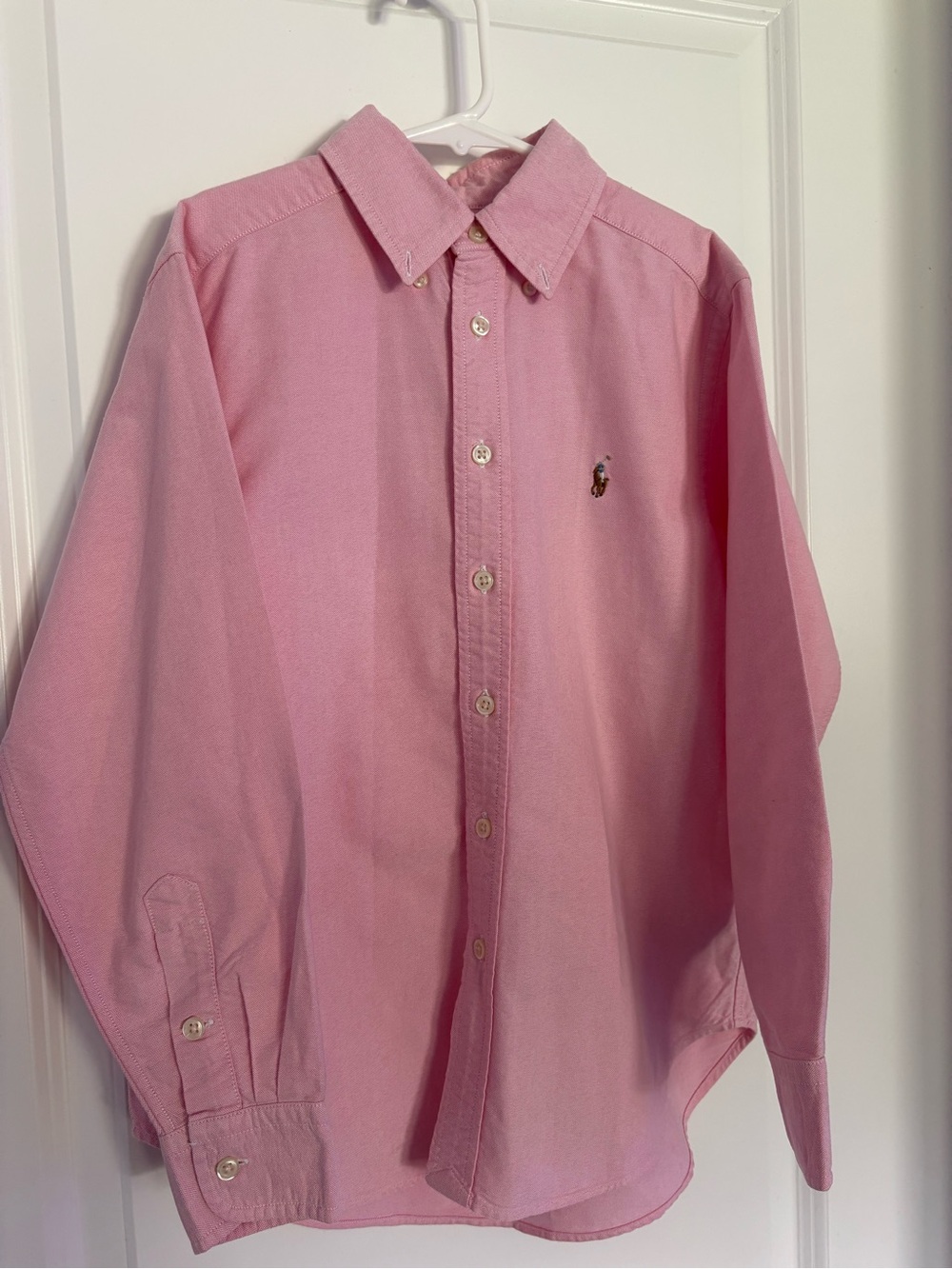 Ralph Lauren Boys Pink The Iconic Oxford Button Down Shirt Pony Logo Size 10